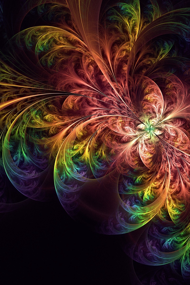 Красивый разноцветный абстрактный рисунок на черном фоне