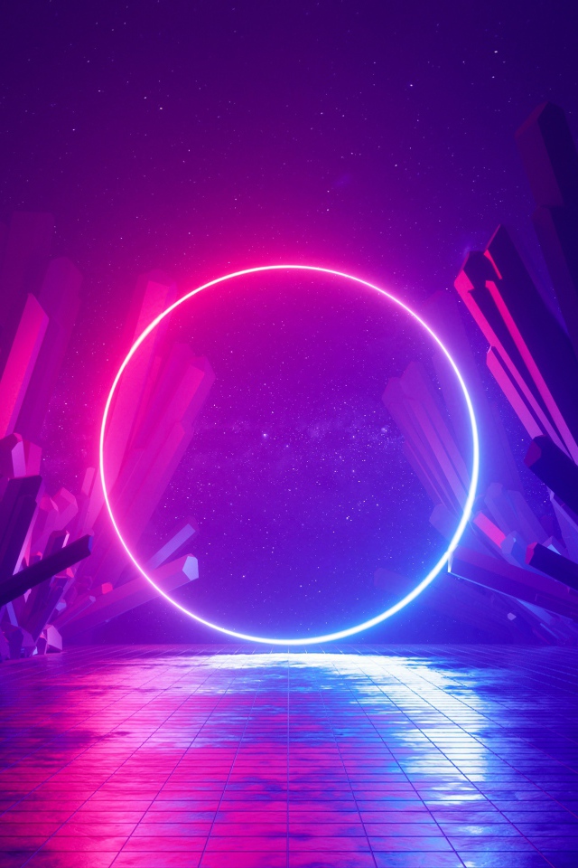Большой яркий неоновый круг 