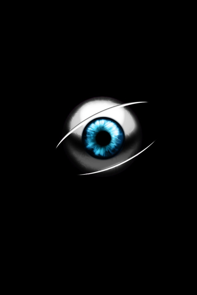 Голубой 3д глаз на черном фоне