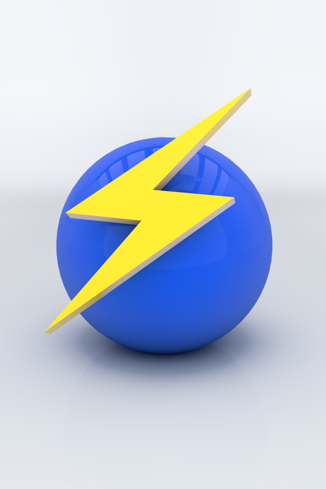 Синий шар с желтой молнией 3Д графика
