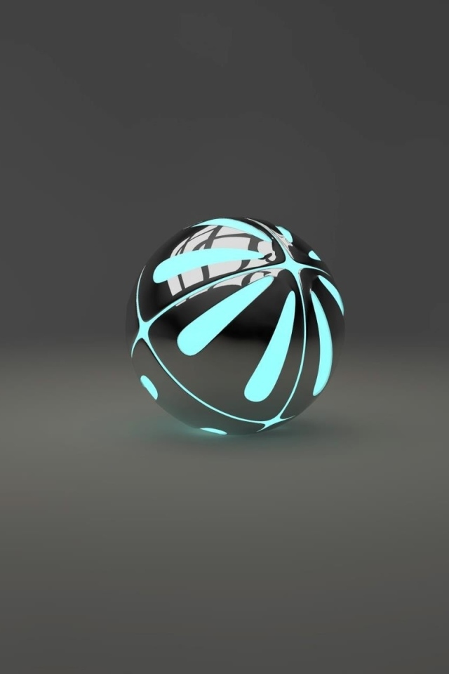 Голубой с черным шарик на сером фоне 