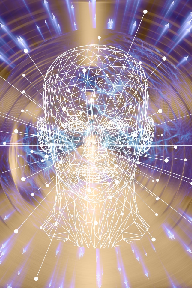 Лицо виртуального разума с белой паутины 