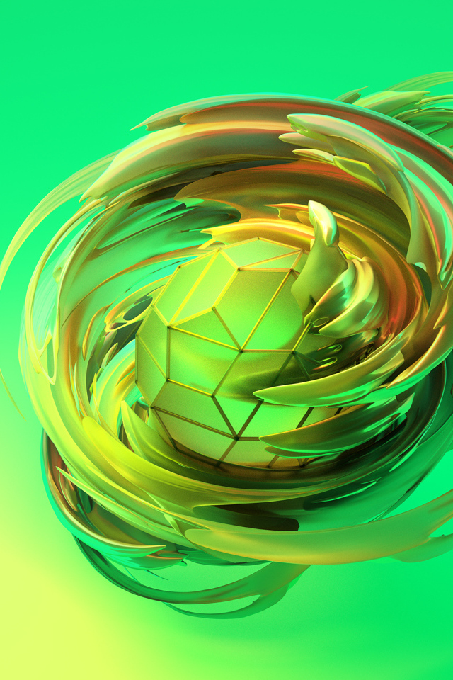 Фигура из шестигранников на зеленом фоне 3д графика