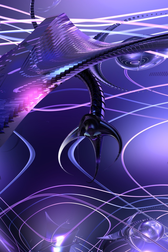 Футуристический 3д рисунок с неоновым светом