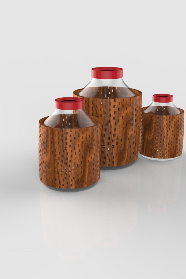 Стеклянные баллоны в деревянном каркасе 3д графика