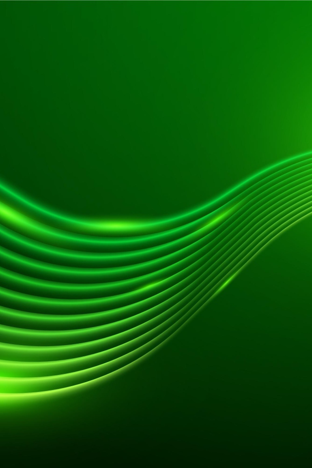 Зеленые неоновые волны на зеленом фоне