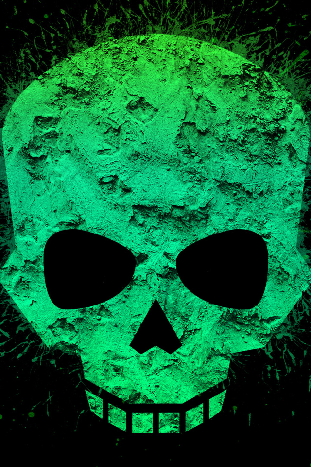 Зеленый череп на черном фоне