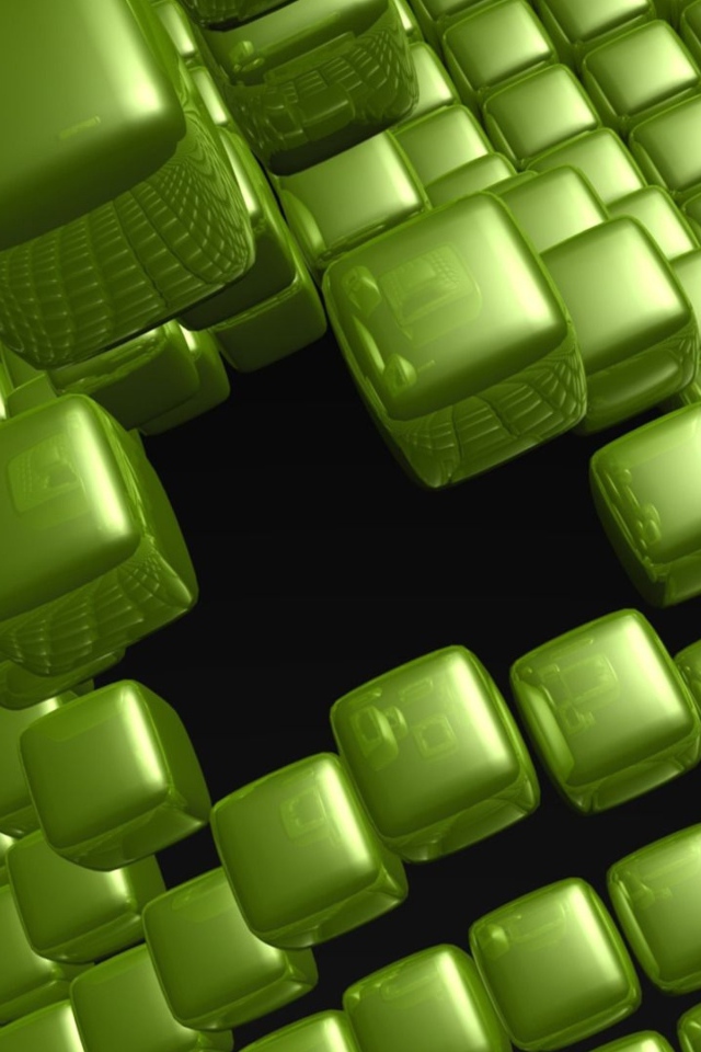 Зеленые квадраты в воздухе, 3д графика