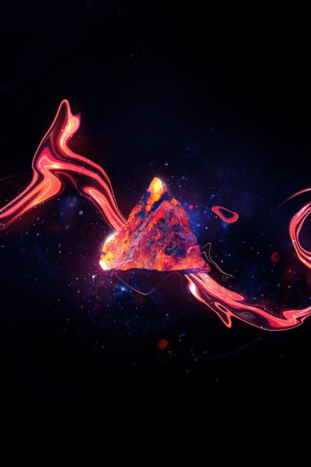 Треугольник из магмы на синем фоне