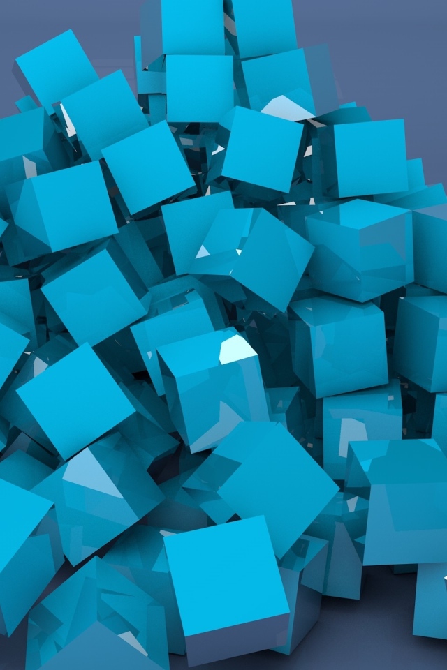 Много голубых 3д квадратов на сером фоне