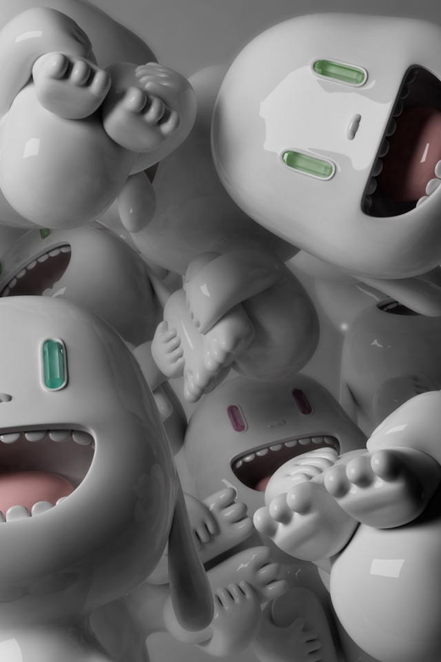 Много маленьких белых человечков 3д графика