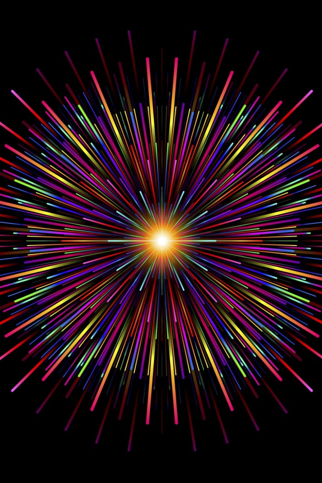 Разноцветный графический салют на черном фоне 