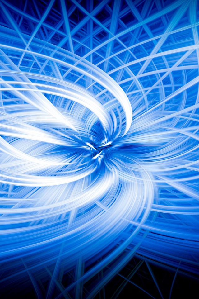 Неоновый голубой абстрактный цветок на черном фоне