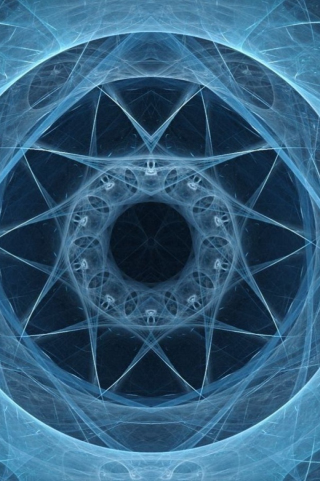 Неоновый симметрический фрактальный рисунок 