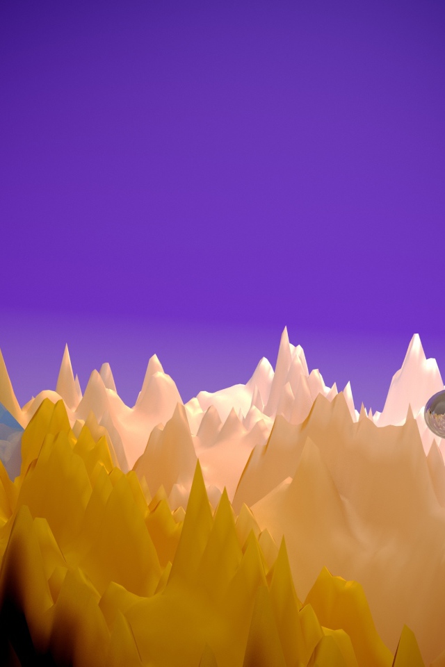 Пирамида на неровной космической поверхности на фиолетовом фоне, 3д графика