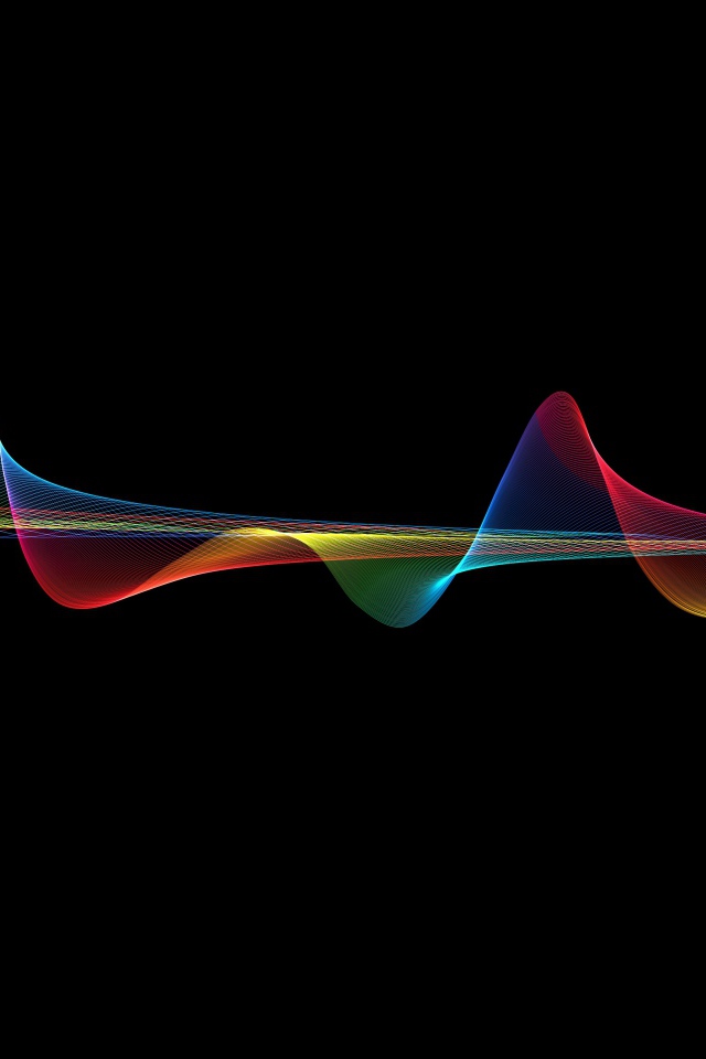 Осциллограмма цвета радуги на черном фоне