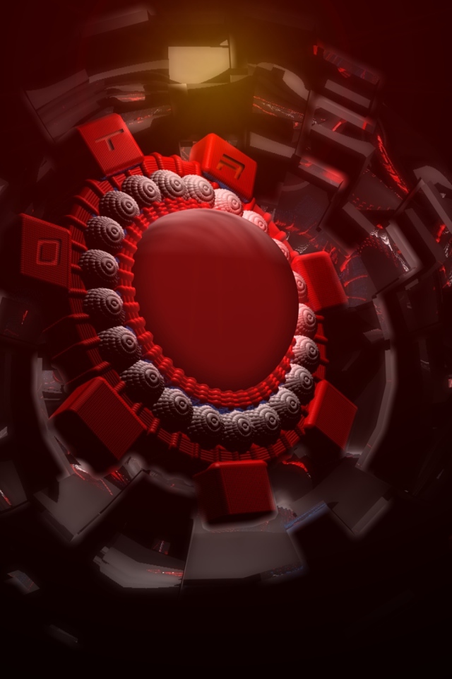 Red ball in a spiral defense, 3D graphics
