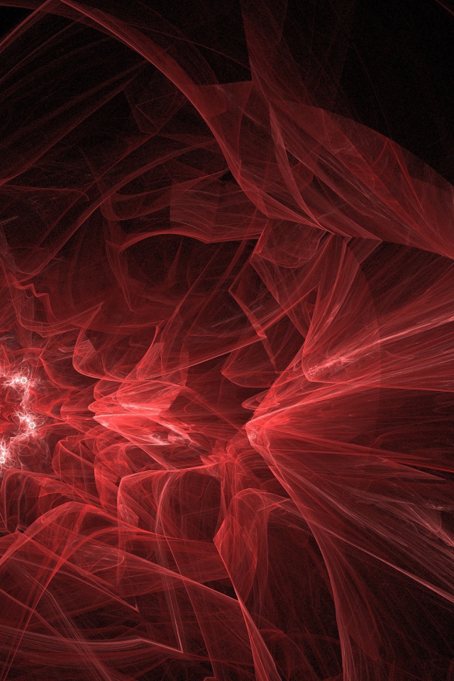 Красный фрактальный рисунок на черном фоне 