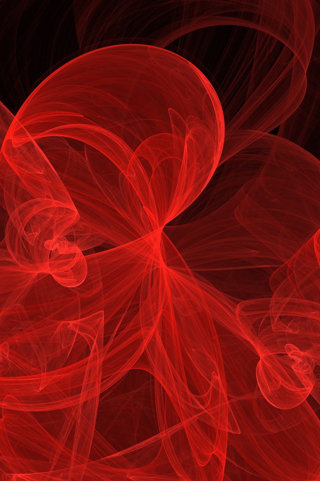 Красный фрактальный узорный рисунок на черном фоне