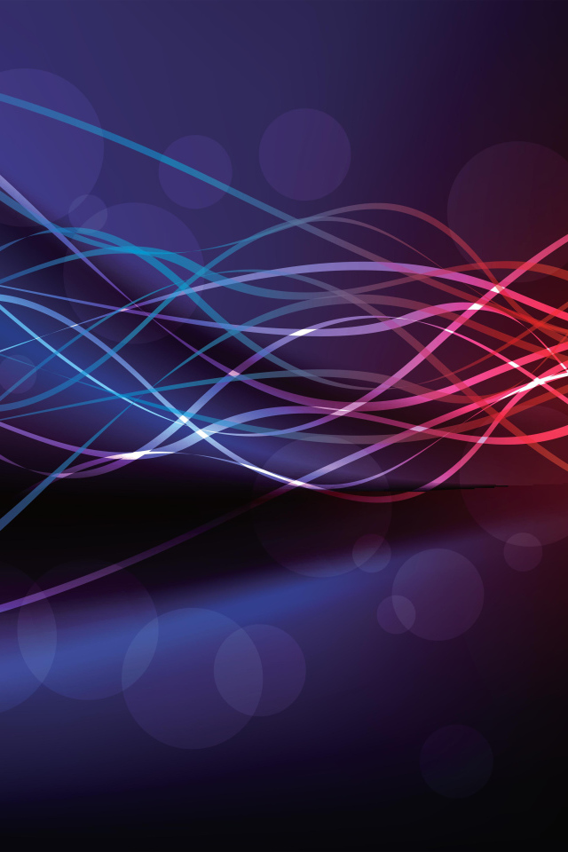 Тонкие неоновые волны на фиолетовом фоне 