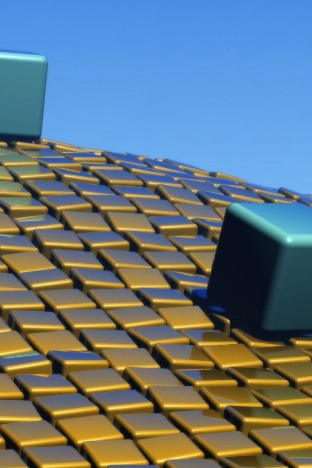 Два 3д куба на неровной геометрической поверхности 