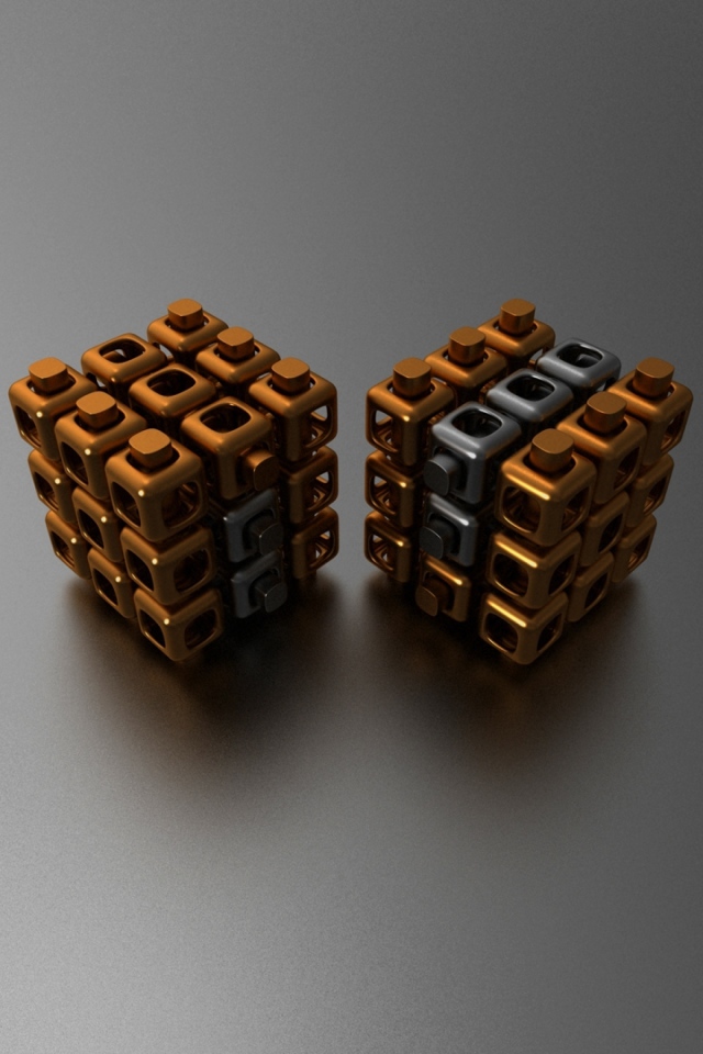 Two cubes on a gray background 3D graphics