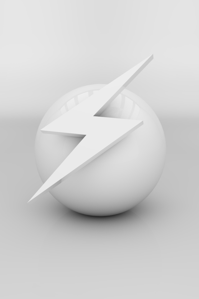 Белый шар с молнией на белом фоне