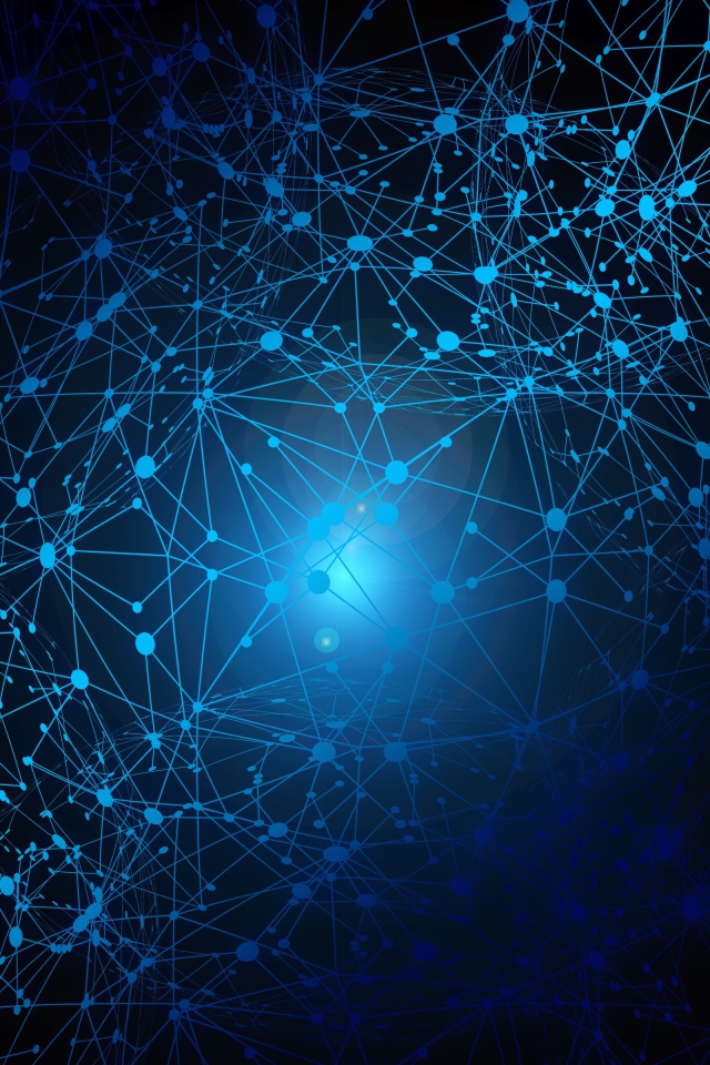 Всемирная паутина интернета с яркой голубой точкой 