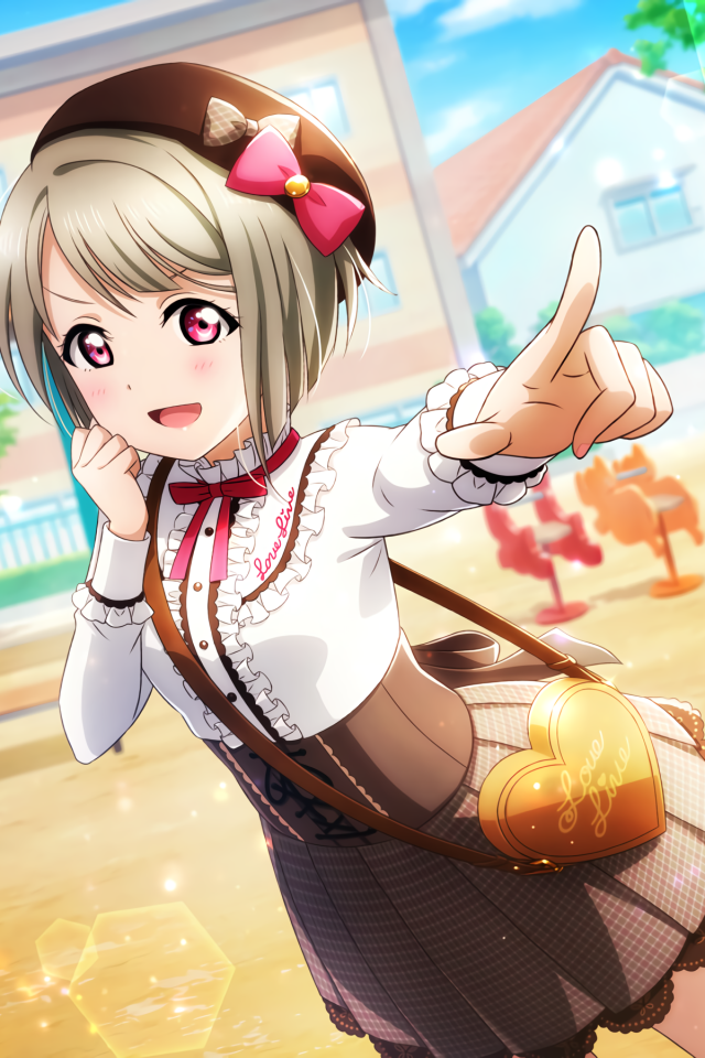 Девушка аниме в форме на детской площадке