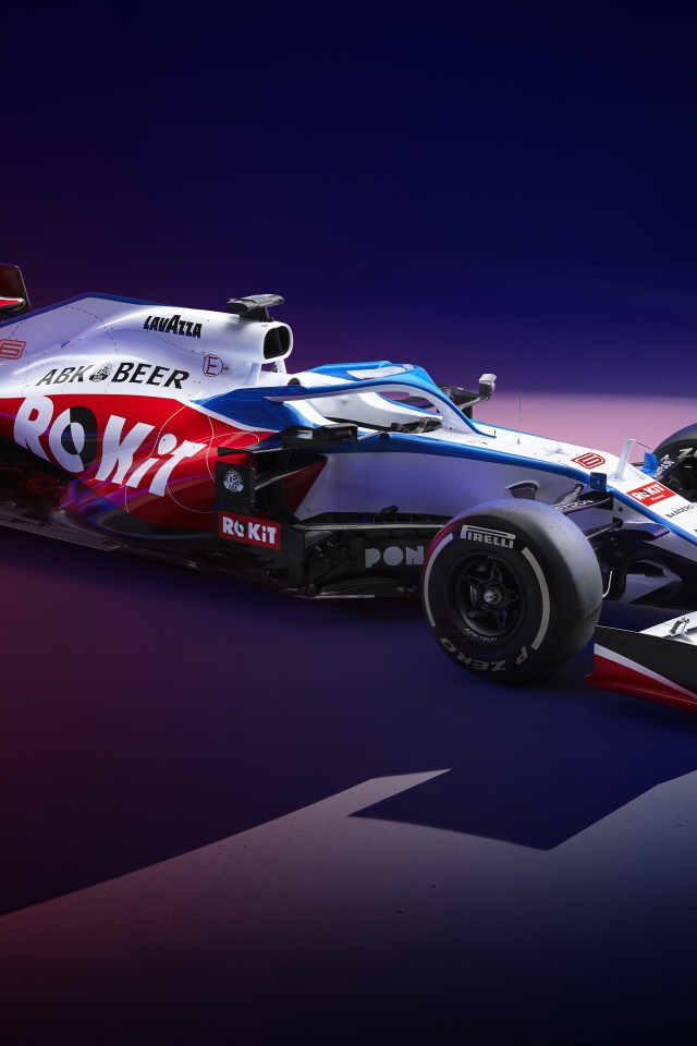 Гоночный автомобиль Williams FW43,  2020 года на синем фоне