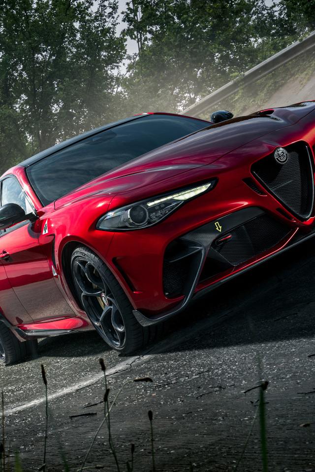 Автомобиль Alfa Romeo Giulia GTAm, 2021 года красного цвета