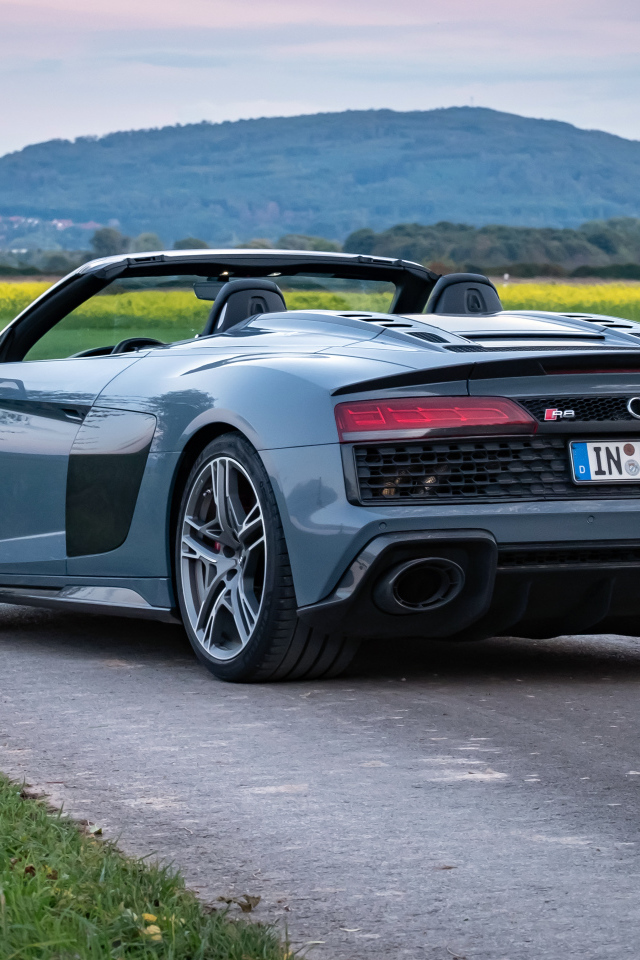 Кабриолет Audi R8 V10 вид сзади