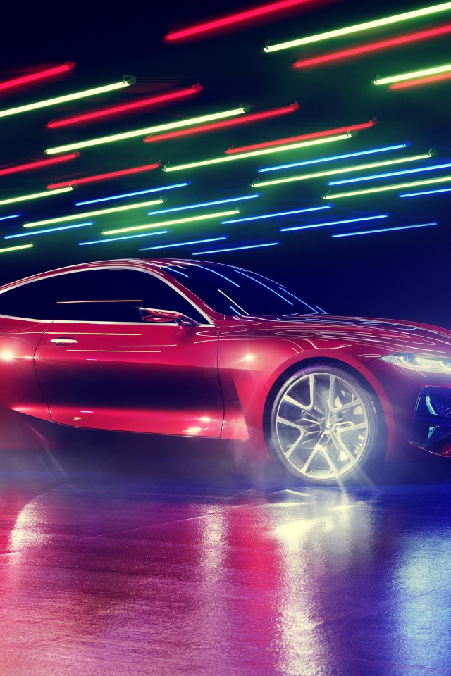 Красный автомобиль BMW 4,  2019 года 