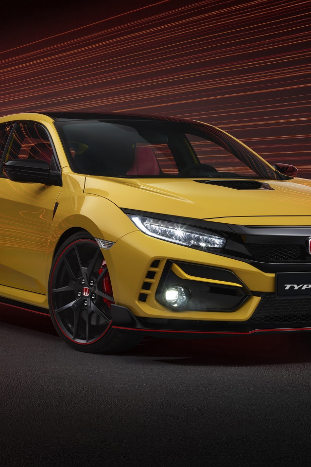 Желтый автомобиль Honda Civic Type R Limited Edition 2020 года 
