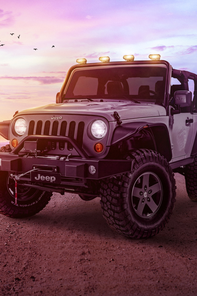 Внедорожник Jeep Wrangler на фоне неба 