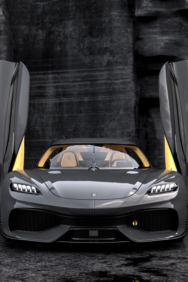 Спортивный автомобиль Koenigsegg Gemera 2020 года с открытыми дверями