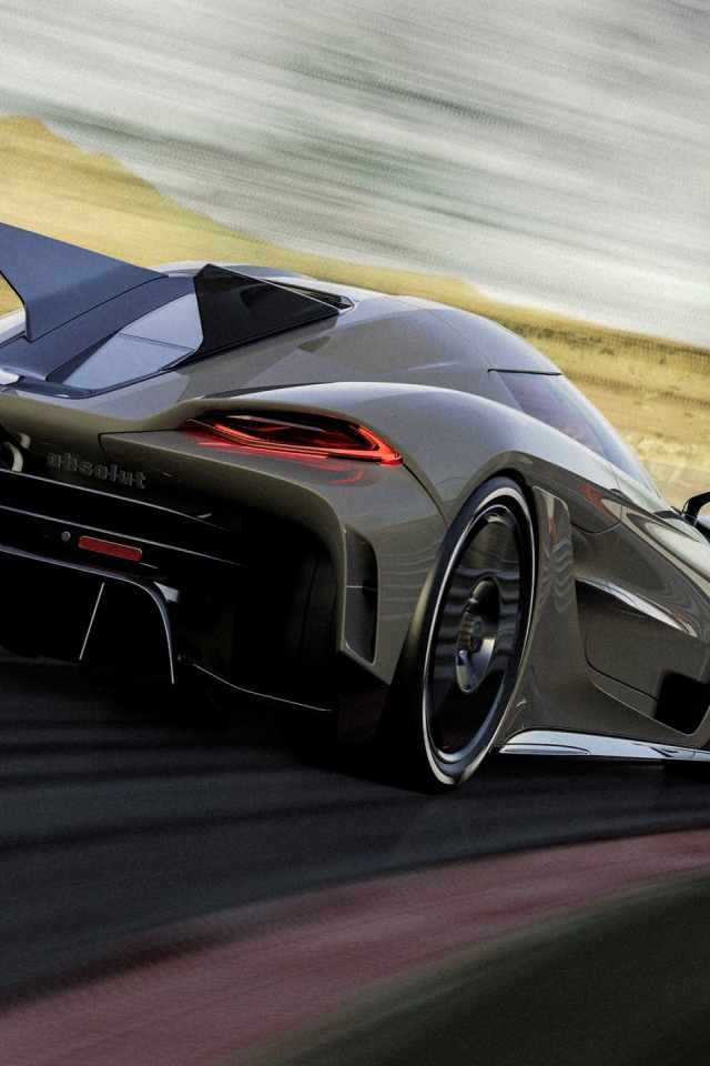 Быстрый автомобиль Koenigsegg Jesko Absolut 2020 года на трассе 