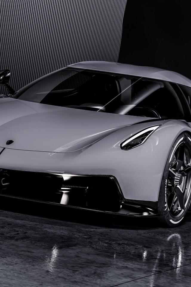 Серебристый автомобиль Koenigsegg Jesko Absolut 2020 года 