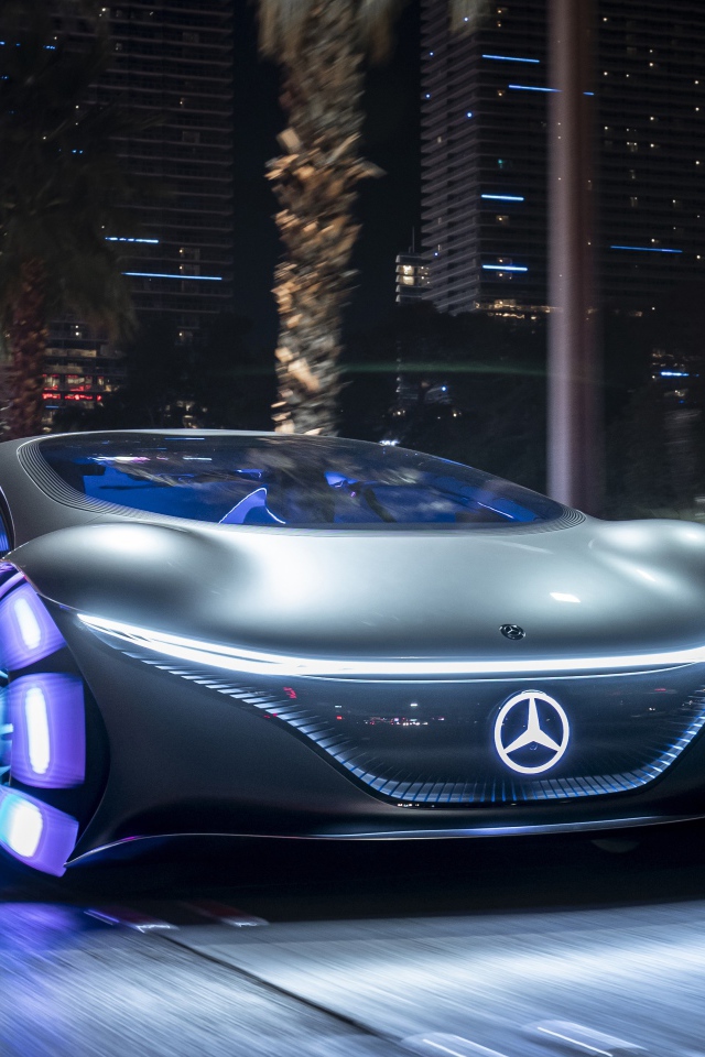 Автомобиль  Mercedes-Benz VISION AVTR, 2020 года с неоновыми колесами