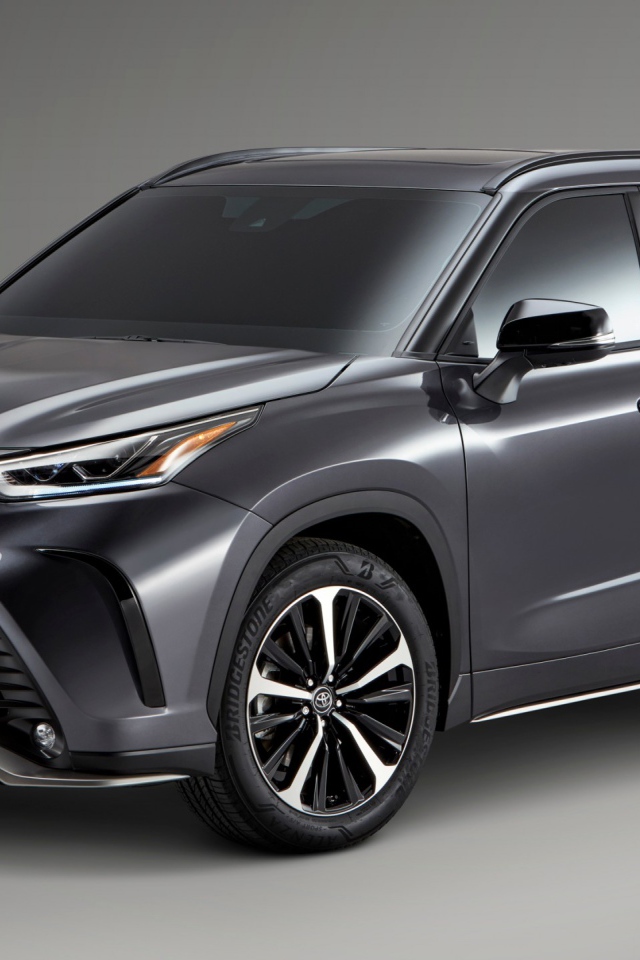 Серый внедорожник Тайота на сером фоне, 2021 года