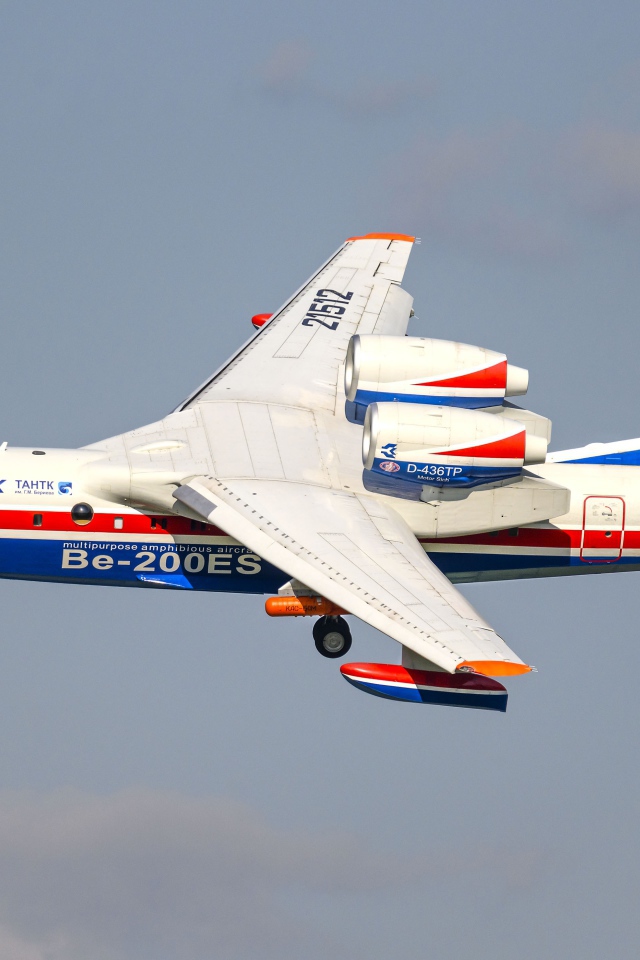 Be-200ES transport aircraft flies