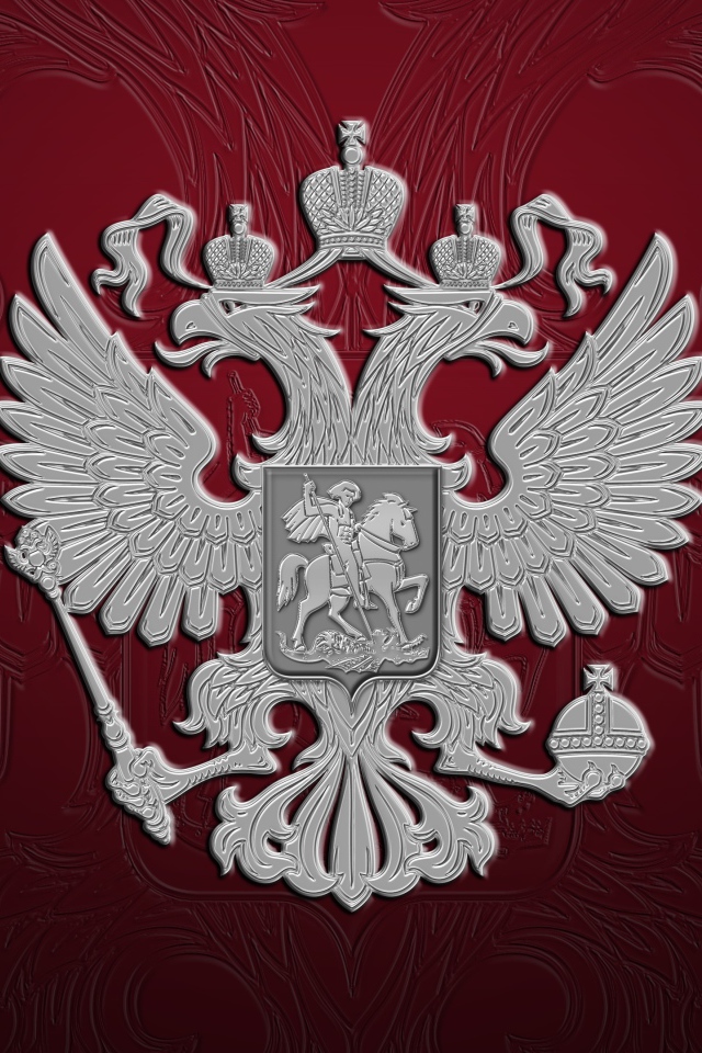 Герб России на бордовом фоне 