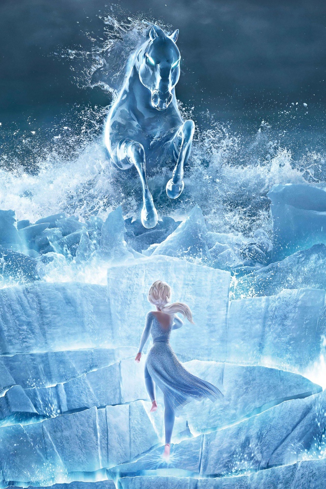Эльза на ледяной скале с конем