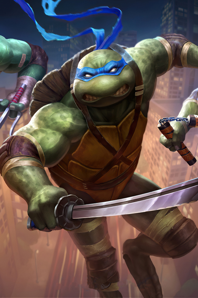 Грозные черепашки ниндзя нападают с оружием