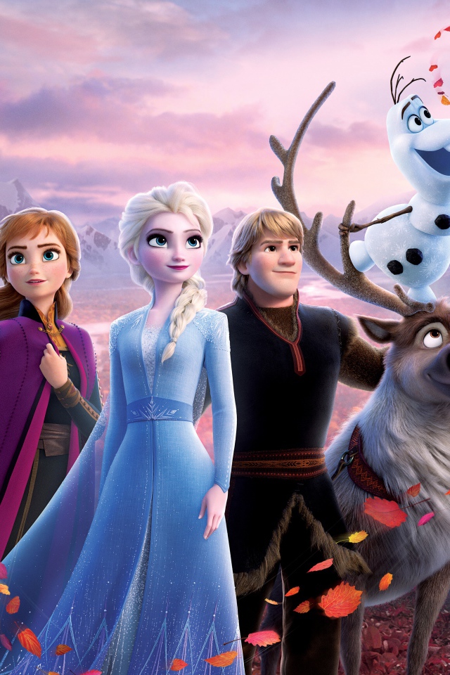 Персонажи мультфильма Холодное сердце 2 в лесу
