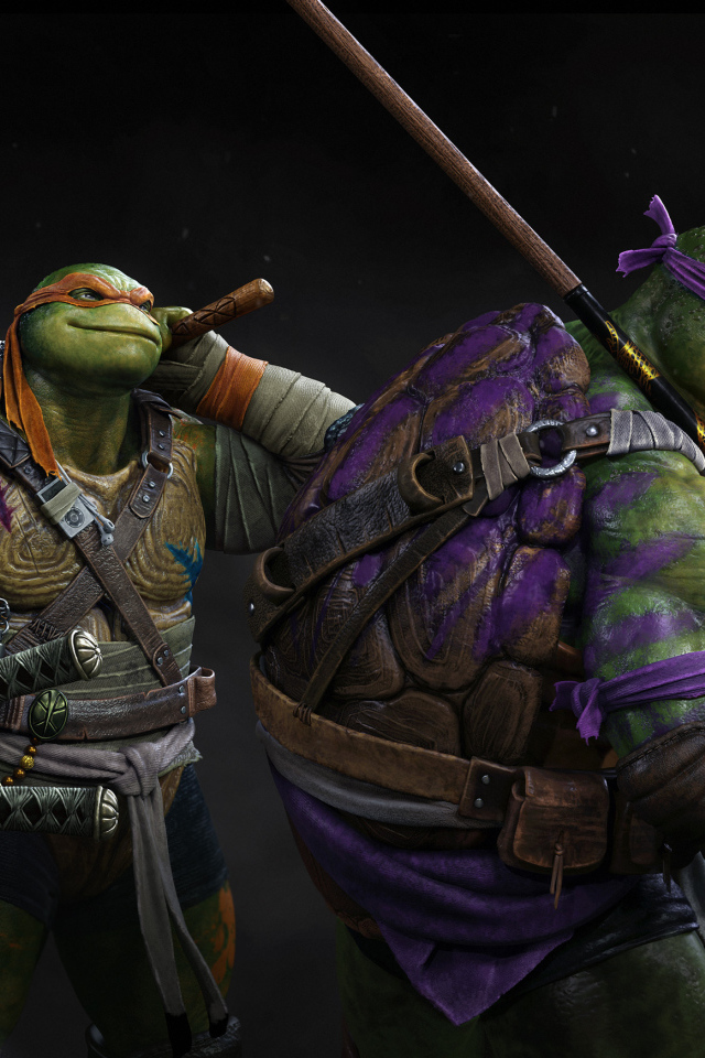 Tough ninja turtles with weapons