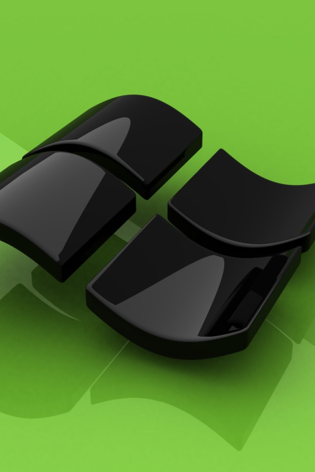 Черный значок Windows на зеленом фоне