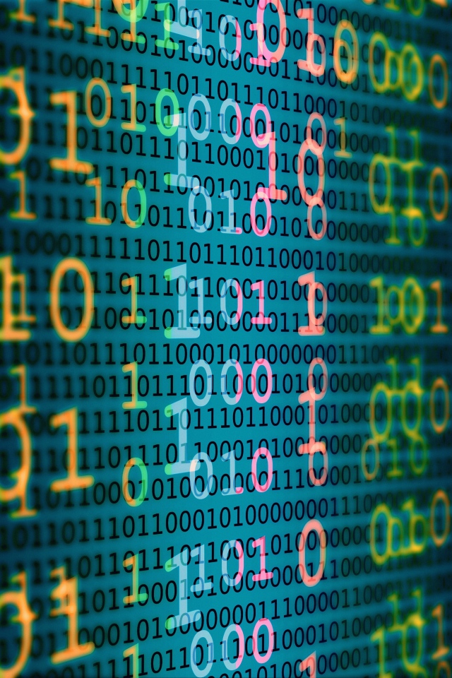 Много разноцветных цифр двоичный код