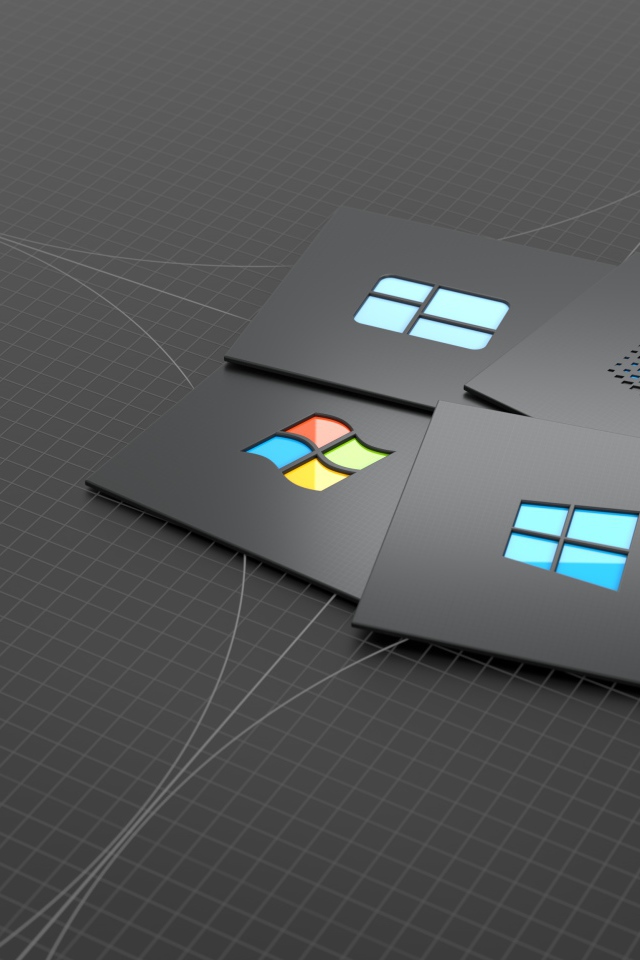 Квадраты Windows 10 на сером фоне 