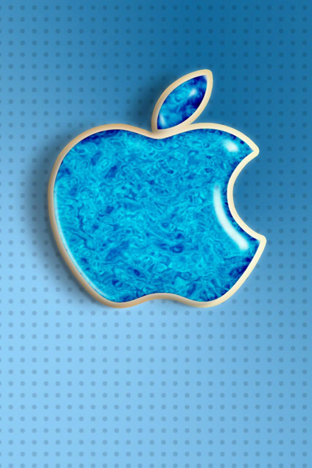 Голубой значок apple на фоне с точками